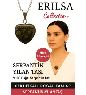 Sertifikalı Kalp Model Serpantin Yılan Doğal Taş Kolye – Zihni Sakinleştiren Denge ve Koruma Taşı (Çok Renkli)