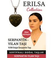 Sertifikalı Kalp Model Serpantin Yılan Doğal Taş Kolye – Zihni Sakinleştiren Denge ve Koruma Taşı (Çok Renkli)