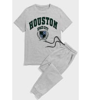 Unisex Houston Baskılı Eşofman Takımı (Gri)