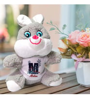 Kişiye Özel İsim ve Harf Baskılı Peluş Tavşan HK2451 (Gri)