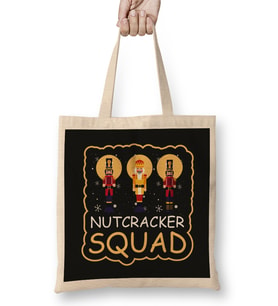Funny Christmas Nutcracker Squad Party Shopping Tee Bez Çanta Uzun Saplı