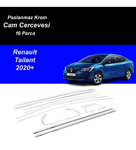 Renault Tailant Cam Çıtası Komple Set Çerçevesi Kromu Nikelajı 2020 Sonrası