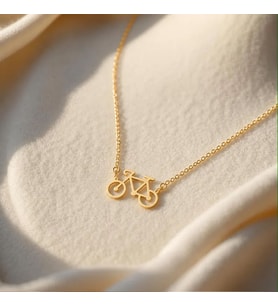 Kişiye Özel 925 Ayar Gümüş Minimal Bisiklet Model Kolye (Gold)