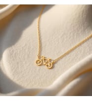 Kişiye Özel 925 Ayar Gümüş Minimal Bisiklet Model Kolye (Gold)