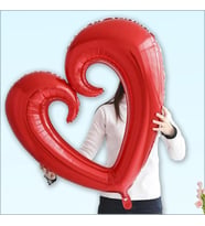 İçi Boş Kalp Folyo Balon, 100cm - Kırmızı (STD)