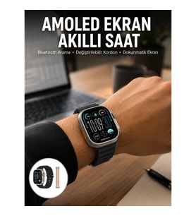 Mey İthalat® 49mm Akıllı Saat Amoled Ekranlı Kadın Erkek Kol Saati Plastik Kordon Yeni Nesil