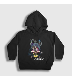 Presmono Unisex Çocuk Siyah Band Gorillaz Kapüşonlu Sweatshirt 54125tt