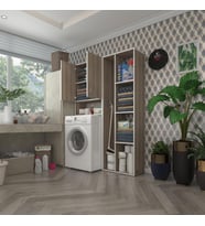 Kenzlife çamaşır makinesi dolabı sinemsüpürge crd 180*126*30 banyo kapaklı arkalıklı raflı (Karışık)