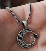 Ne Mutlu Türküm Diyene Yazılı 925 Ayar Gümüş Erkek Kolye