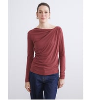 LCW EVERYDAY Bordo Dökümlü Yaka Büzgülü Bluz