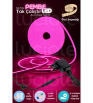 2 Metre Neon Pembe LED Şerit  AuraFlex  Fişli Tak-Çalıştır Çizgisel Ambiyans Işığı