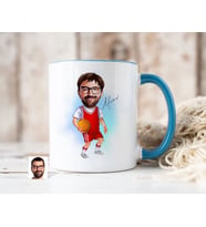 Bk Gift Kişiye Özel Basketbol Karikatürlü Mavi Kupa Bardak-5, Sevgiliye Hediye, Arkadaşa Hediye