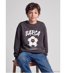 LCW Kids Antrasit Fc Barcelona Baskılı Erkek Çocuk Kalın Sweatshirt
