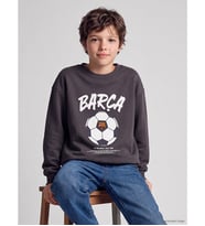 LCW Kids Antrasit Fc Barcelona Baskılı Erkek Çocuk Kalın Sweatshirt