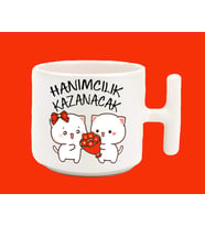 Hanımcılık Kazanacak Espirili T Kulplu Baskılı Kupa Bardak