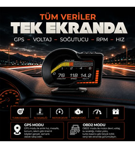 F15 HUD OBD OBD2 Dijital Kilometre RPM Su Sıcaklığı Basınç Hararet Araç Veri Ekranı Head Up Display (Siyah)