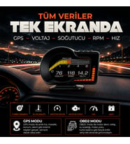 F15 HUD OBD OBD2 Dijital Kilometre RPM Su Sıcaklığı Basınç Hararet Araç Veri Ekranı Head Up Display (Siyah)