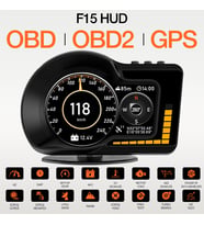 F15 HUD OBD OBD2 Dijital Kilometre RPM Su Sıcaklığı Basınç Hararet Araç Veri Ekranı Head Up Display (Siyah)