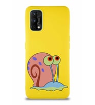 Realme 7 Pro Soft Premier Kapak Salyangoz Gary Tasarımlı Silikon Kılıf - Sarı (Şeffaf)