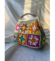 El Yapımı Renkli Granny Square Klipsli El Çantası - Vintage Bohem Tasarım