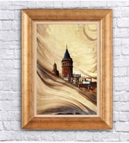 Altın Varaklı  Çerçeveli Paspartulu Tablo ndd1345 (Gold)