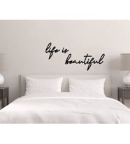 BK Home Life Is Beautiful Ahşap Duvar Yazısı (Siyah)