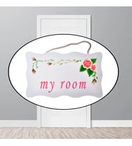 Decotown My Room Benim Odam Dekoratif Çiçek Desenli Kapı Askısı