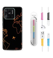 Xiaomi Redmi Note 7 8 9 Pro 10 2022 10 Pro 10S Kılıf Kablo Koruma Spiral Silikon Harita ve Uçak 1777