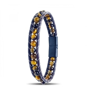 Moncuk Design 6Mm Kaplangözü Deri Kordon Ve Çelik Bileklik 33512B2D6M16