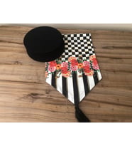 DAMALI  KIRMIZI GÜL DESENLİ RUNNER & SUPLA (Çok Renkli)