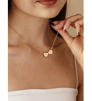 Şık Çift Harf Kalp Model Kolye 925K Gümüş (Gold)