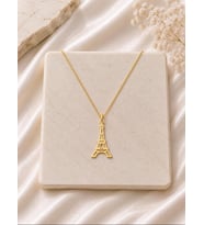 Kişiye Özel 925 Ayar Gümüş Tasarım Eyfel Kulesi Figürlü Kolye (Gold)