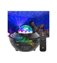 Led Yıldız Bluetooth Hoparlör ve USB Projektör ile Okyanus Dalgası Gece Lambası (Krem)