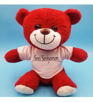 Kırmızı Peluş Ayıcık Seni Seviyorum Tişörtlü
