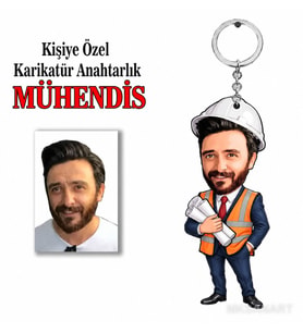 Kişiye Özel Kişiye Mühendis Anahtarlık Karikatürlü 8 cm MDF Anahtarlık - Mühendis Hediyesi Mühendise ve Teknik Meslek Sahibine Hediye