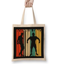 Bodybuilding Silhouette Retro Design Bez Çanta Uzun Saplı