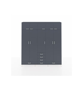 Arges Gardrop 6 Raflı 6 Çekmeceli 4 Askılı 220x30x243 Antrasit-Antrasit