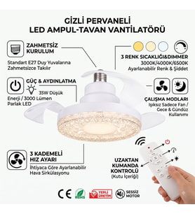 Gizli Pervaneli LED Ampul-Tan Vantilatörü HV501