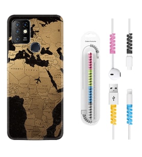 INFINIX Hot 8 9 10 11S Hot 10 Play 10T Kılıf Kablo Koruma Spiral Silikon Map Planet 1656