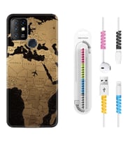 INFINIX Hot 8 9 10 11S Hot 10 Play 10T Kılıf Kablo Koruma Spiral Silikon Map Planet 1656