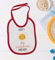 BK Kids Kişiye Özel Daddy's Little Sunshine Tasarımlı Kırmızı Bebek Mama Önlüğü-1