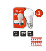 10 ADET 15W BEYAZ LED AMPUL 1200LM 6500K 15.000 SAAT ÖMÜR (5680)