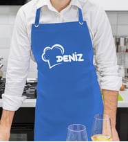 BK Gift Kişiye Özel İsimli Chef Tasarımlı Profesyonel Saks Mavi Mutfak Önlüğü, Aşçı Önlüğü, Şef Önlüğü, Arkadaşa Hediye-2