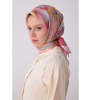 Soyut Desen İpek Twill Eşarp  - 2026 İlkbahar-Yaz (T)  4318 (A.Pembe)
