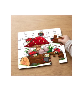 Sevimli Uğurböcekleri Tasarımlı 24 Parça Ahşap Çocuk Puzzle MPK0744