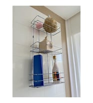 KARE 3 KATLI METAL BANYO RAFI VİDALI DUŞAKABİN İÇİ BANYO SEPETİ MODERN EKON