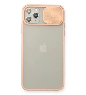 Newface Apple iPhone 11 Pro Max Kılıf Palm Buzlu Kamera Sürgülü Silikon - Pembe