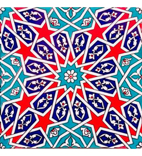 Armada Çini 20x20 Cm Ac 28 Geometrik Desenli İznik Kırmızı Çini Karo