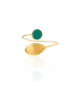 Kadir Jewellery 22 Ayar Altın Kaplama Zirkon Taşlı Ayarlanabilir Trend Bilezik (K.Yeşil)
