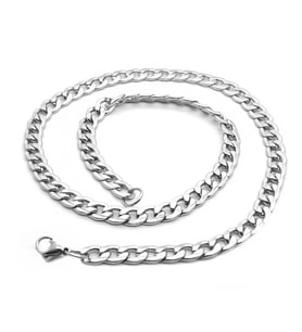 Chavin Gri 60 cm. 7 mm. Çizgili Gürmet Erkek Çelik Zincir dm94-7